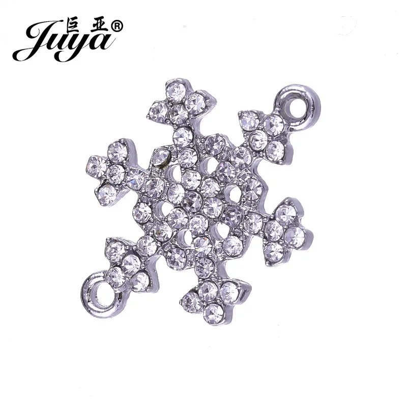 

JUYA Jewelry Making Craft DIY Handmade Findings 17x25mm 10pcs Snowflake Connector with Rhinestone Crystal for Bracelet CR0001