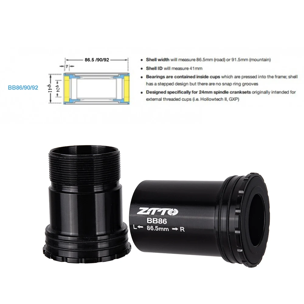 ZTTO BB86 BB90 BB92 الصحافة صالح الأقواس السفلية موضوع قفل الدراجة الجبلية MTB الطريق دراجة ل أجزاء 24 مللي متر Crankset chainset