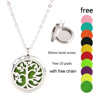 

With Chain as Gift! 30mm Tree Of Life Pendant locket 316L Stainless Steel Aromatherapy Essential Oil Diffuser Locket Necklace