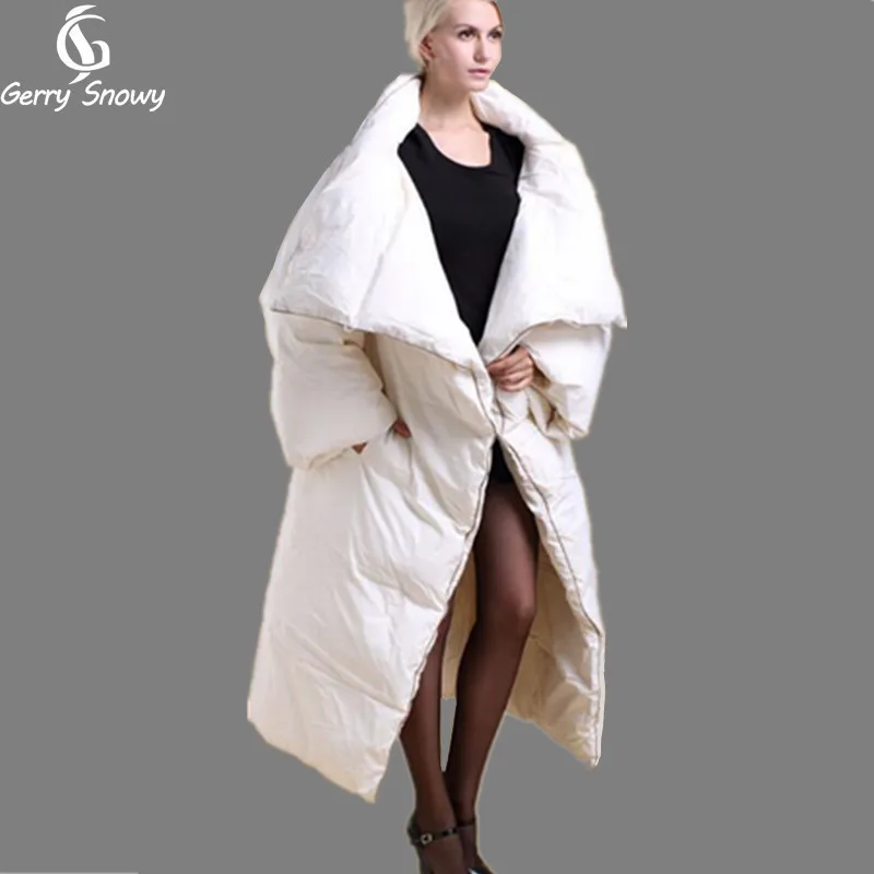 

Winter coat 2017 long quilt down coat personality thickening thermal winter clothes down jacket women coat black/white
