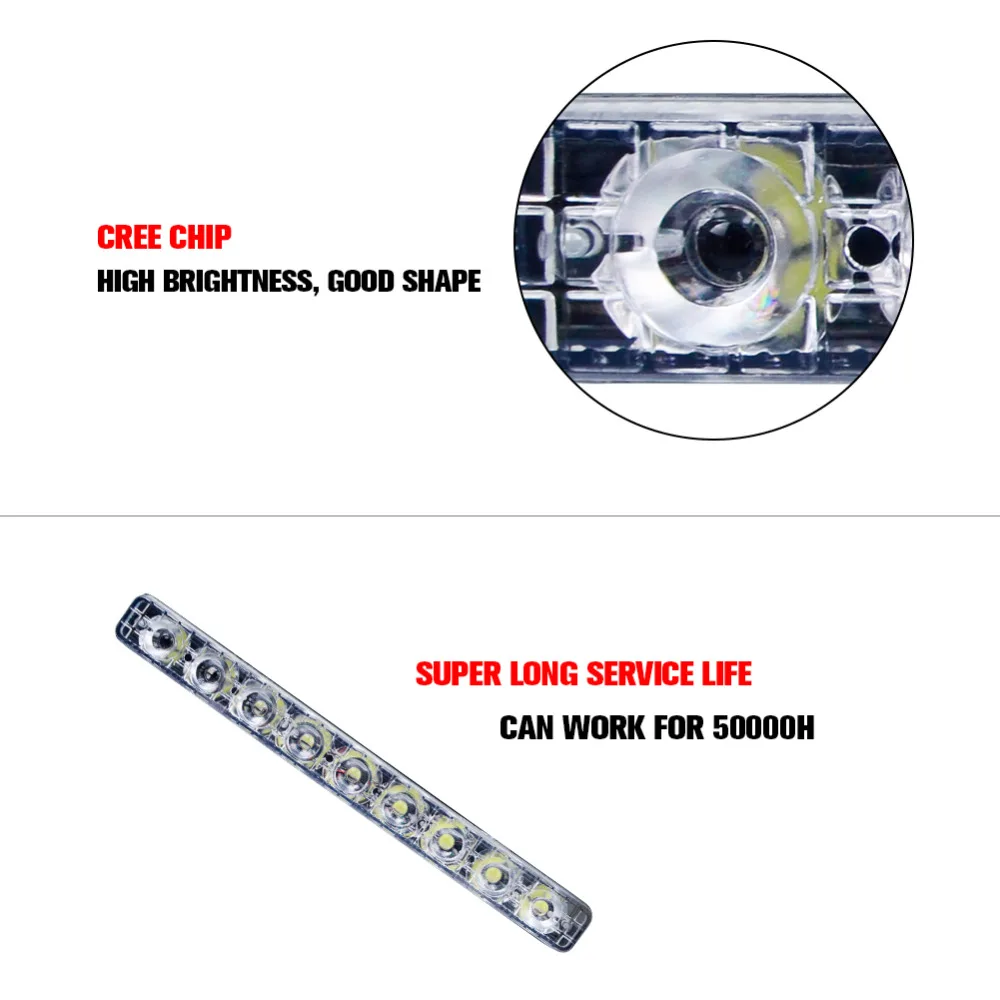 VooVoo высококачественный светодиодный DRL Автомобильные дневные ходовые огни Дневной светильник автоматический противотуманный светильник 9 светодиодный s супер яркий 6000K водонепроницаемый