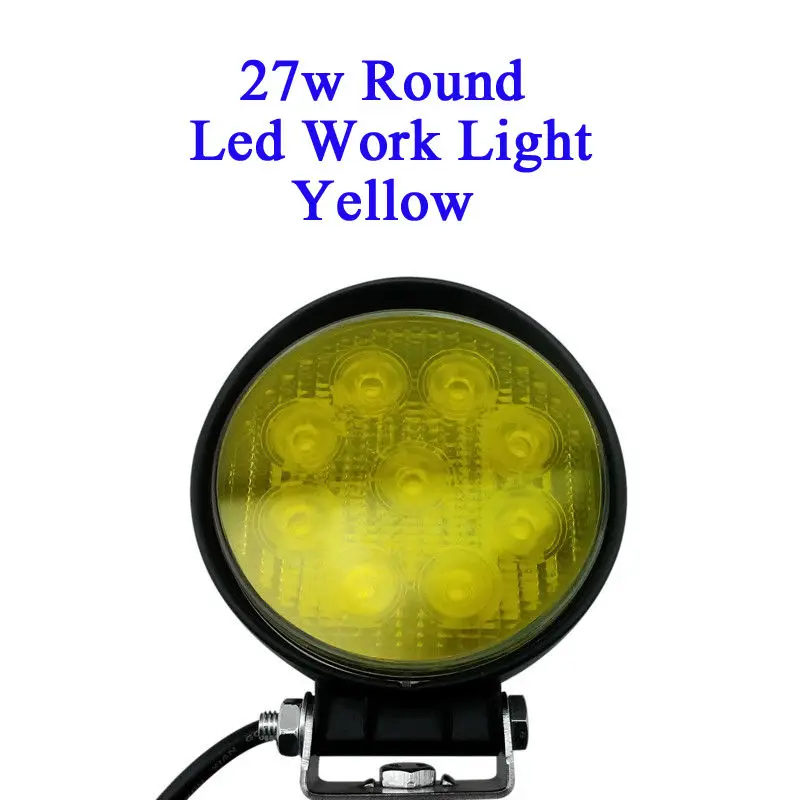 27 Вт круглый светодиодный рабочий светильник для вождения с желтым, белым, зеленым, красным прожектором для внедорожника, Для вездехода, грузовика, 4x4, 4WD, микроавтобуса, 24 В, трактора UTV Wagon