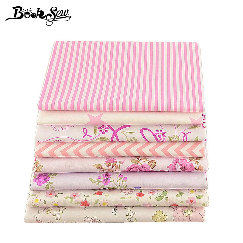 Booksew 100% хлопок саржевая Ткань 8 шт./лот 40 см x 50 розовые цветы звезда дизайн
