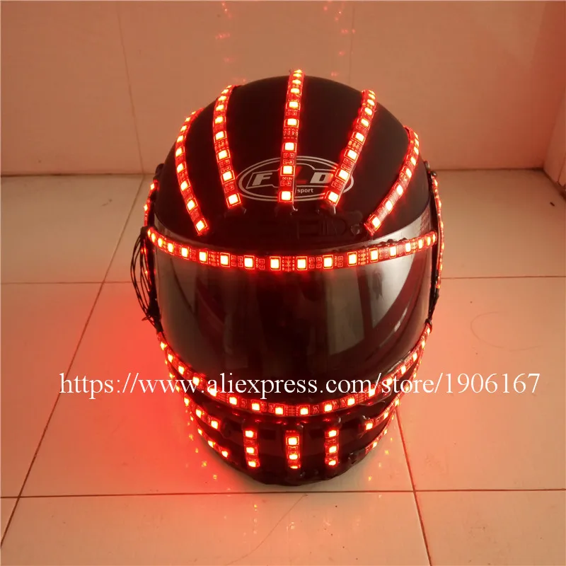 Colorful LED Luminous Robot Helmet RGB Led Growing Flashing  Halloween Christmas Headwear For Party Dancing Bar DJ13