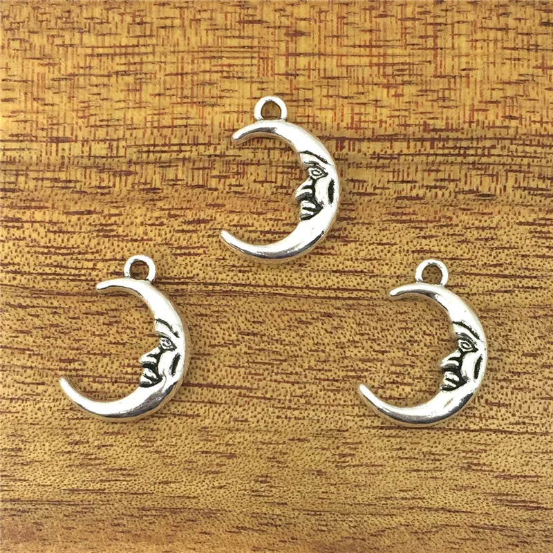 

10pcs Charm Moon Face 21*14mm Antique Pendant For Suit, Vintage Tibetan Silver, DIY Bracelet Necklace