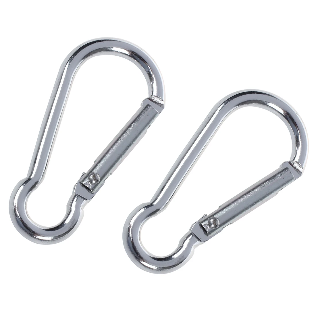2 Pcs Spring Loaded Gate Silver Tone Aluminum Alloy Carabiner Hook 36Kg