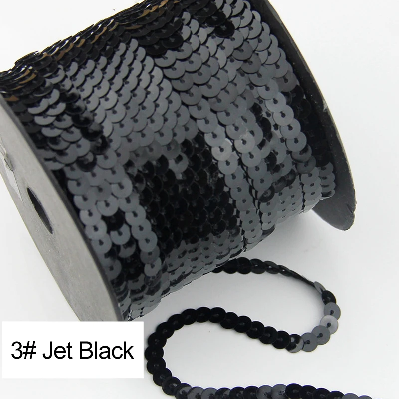 

PVC sequins Jet Black 6mm round 20 yards/roll Paillettes sewing on trims for crafts, clothing Accessories free shipping