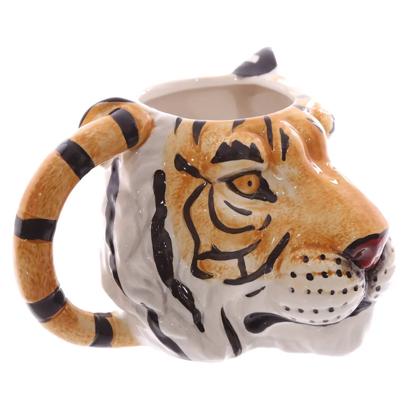 1 шт 3D тигр голова дикая природа Приключения Тигр кружка с лицом керамическая чашка кофейная кружка с изображениями животных Персонализированная животная чайная чашка
