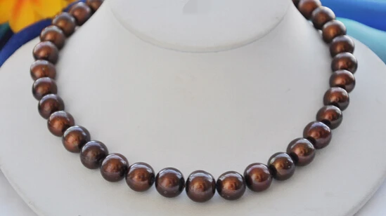 

N2615 Big coffee round Freshwater cultured pearl necklace 17inch N Discount NEW