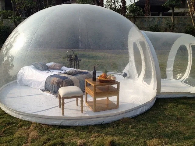 

Durable Thick 0.8MM PVC Inflatable Bubble Tent House Dome Outdoor Clear Show Room With 1 Tunnel For Camping Customized Sizes
