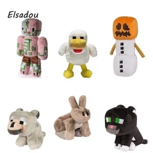 Minecraft 18 23cm Wolf Zombie Black Cat Chicken Snow Golem Plush font b Toy b font
