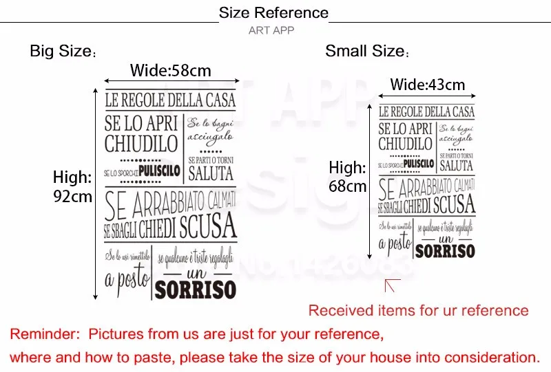 Художественный дизайн дешевые виниловые украшения дома итальянские правила Наклейка Настенная «Слова» съемный декор дома персонажи цитаты отличительные знаки в комнатах