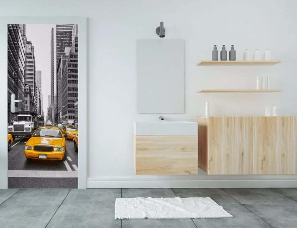 door-stickers-bathroom-themes-tyellow-taxis-in-new-york-city-usa