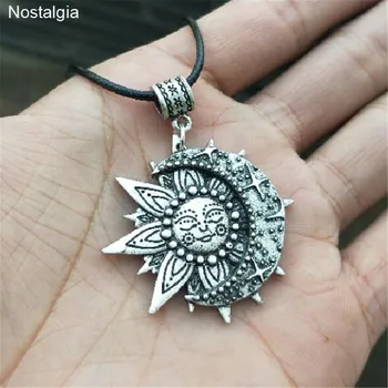 Wiccan Sun Moon Star Yoga Necklace Women Mandala Lotus Flower Wicca Witchcraft Witch Jewelry Neckless Spiritual Indian Jewelery