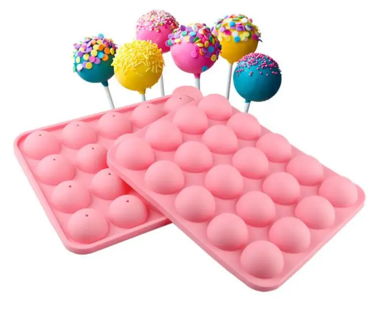 

Free Lollipop Stick Gift Cake Cookie Chocolate Silicone Lollipop Pop Mold 20 Grid Mould Baking Tray Stick Party Supplies
