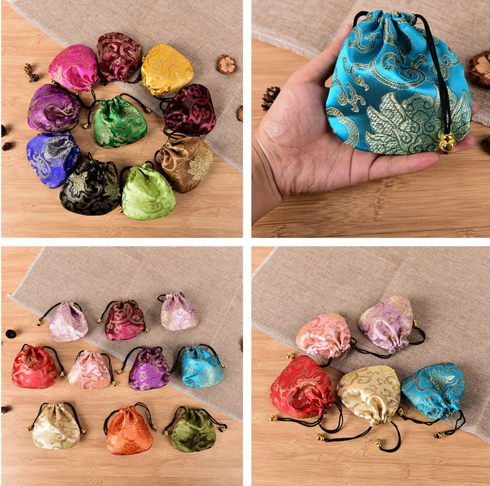 

10PCS Women Jewelry Storage Bag Chinese Silk Embroidery Packaging Bags Jewelry Display Mini Coin Purses
