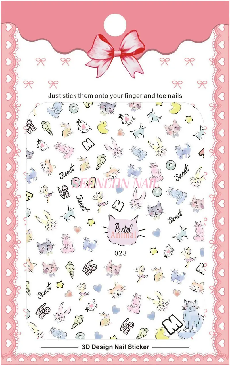 Новинка, 1 шт., 3D клейкие ультратонкие наклейки для дизайна ногтей, цветы/тег/кошки, дизайнерские наклейки для маникюра, наконечники для ногтей, подвески в японском стиле