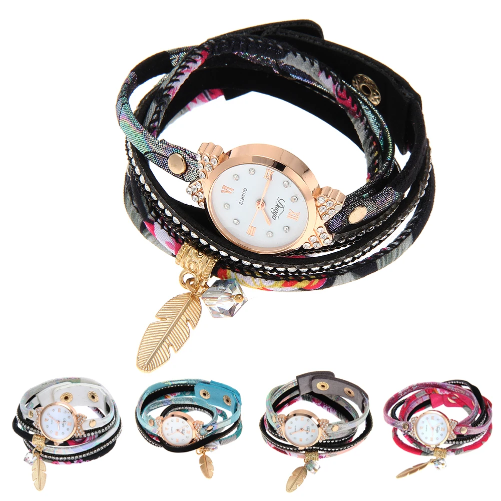 

2017 New Duoya Fashion Brand Clock Quartz Watch Women Dress Leather Wristwatches Casual Pendant Bracelet Clock Watches