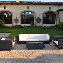 Горячая мебель для дачи из ротанга наружный комплект мягкой мебели современные кушетки для продажи