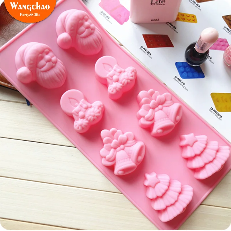 

Silicone Cake Mold Xmas Bell Christmas Tree Baking Mold Merry Christmas Cake Decoration Merry Xmas Party Dessert Decora 2018