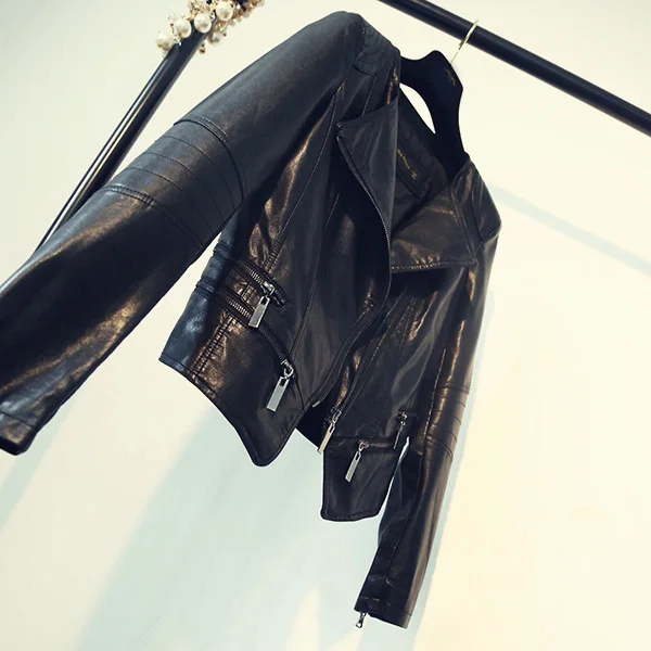 Fitaylor, весенне-осенние женские мотоциклетные кожаные куртки, женские облегающие черные байкерские куртки на молнии с отложным воротником, Женская байкерская куртка