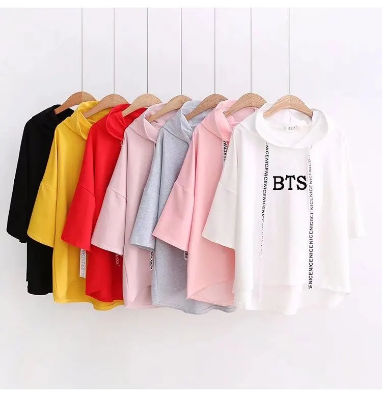 

Ulzzang Harajuku hoodies Fashion Kpop Clothes Women Casual Hooded Sweatshirts Pullovers Tops Short Sleeve Hoodie Shirts