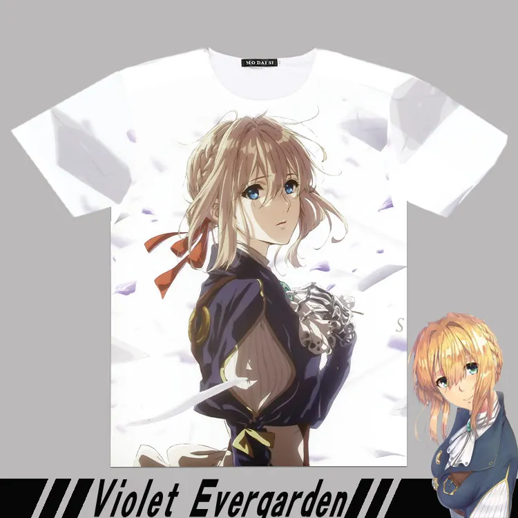 

New Arrival Men Women summer t shirt Anime Violet Evergarden Cosplay Full Graphic T-shirts Print Tees Tops Short Sleeve