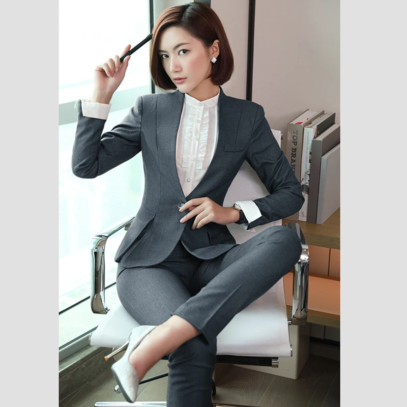 QBK DPU brands Business attire slim OL office women suits blazer set 2017 new arrival plus size 4XL Black business suits