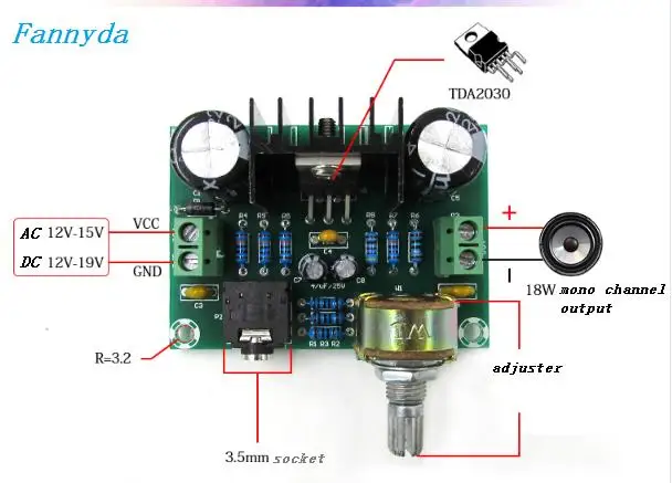 XH-M551 моноканальный усилитель платы, TDA2030A аудио усилитель платы, 18 Вт усилитель платы DC/AC12V