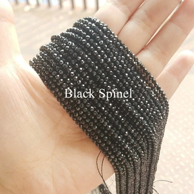 Lii Ji полудрагоценные камни небольшого размера бусины около 2-2,5 мм 38 см/прядь шпинель, турмалин, танзанит, Ларимар, Лапис и т. Д. 3 шт./партия - Цвет: Black Spinel