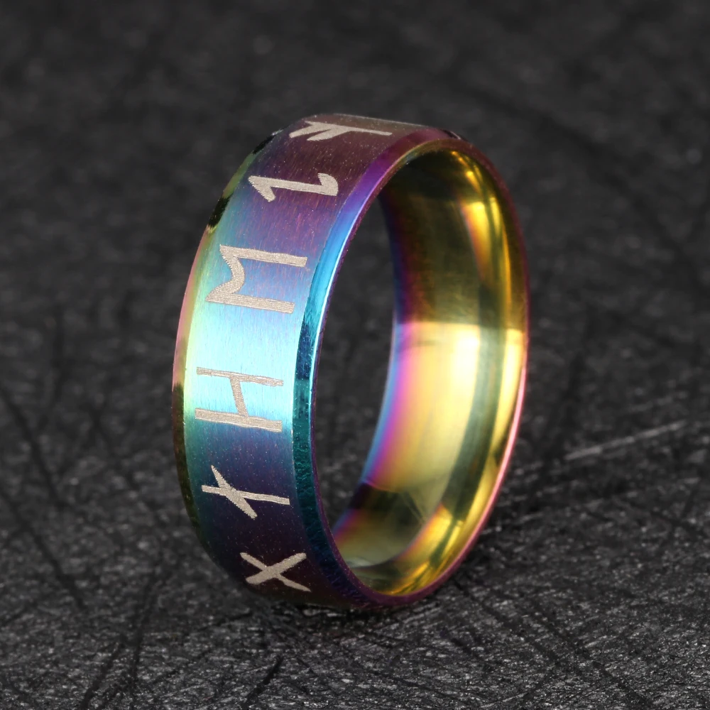 Новые Изысканные титановые кольца для руны викингов, Anel, скандинавские винтажные мужские ювелирные изделия, подарки для мужчин, аксессуары - Цвет основного камня: 63