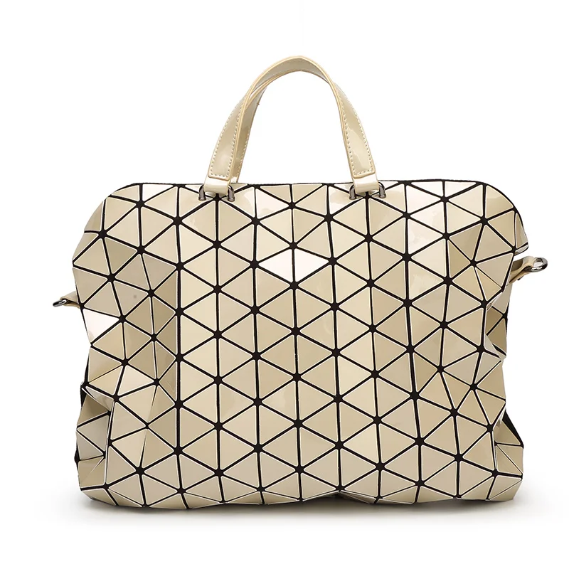 Женская сумка с жемчугом, лазерная сумка, сумки с ромбовидной решеткой, сумка-тоут, Геометрическая стеганая сумка на плечо, складные сумки и сумка через плечо - Цвет: GoldL