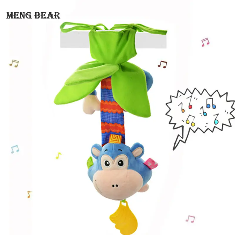 Meng Bear Игрушки для малышей 0-12 месяцев плюшевые чучела погремушки вытяжное кольцо музыкальный, прикроватный, с колокольчиками игрушки для коляски для ребенка Speelgoed мобильный для Cribs - Цвет: Play monkey