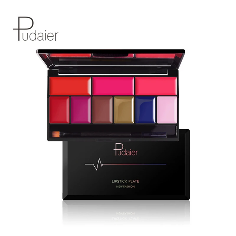 Pudaier Professional Lipstick Palette Fashion 9 Colors Lips Paint Long Lasting Red Purple White With Brush Makeup Set |
