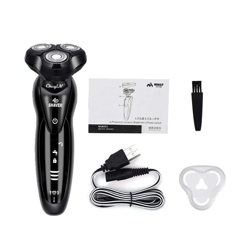 

USB Rechargeable Electric Shaver 4D Triple Floating Blade Shaver Waterproof Beard Trimmer Shaving Machine Razor Face Care