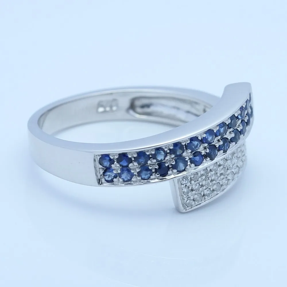 Женское кольцо с натуральным бриллиантом и сапфиром 10 к|natural diamond|jewelry women ringsgemstone