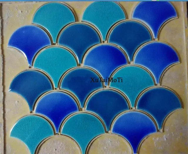 Aliexpress Hot Blue Green Fish Scale Ceramic Mosaic Tile Hot Blue Green Fish Scale Ceramic Mosaic Tile Kitchen Backsplash Bathroom Swimming Pool Wall Fan Porcelain