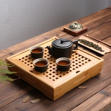 Розовый Натуральный Бамбуковый чайный поднос китайский кунг-фу чайный церемониальный стол ручной работы чайные наборы чайный горшок лоток для ремесел окружающей среды