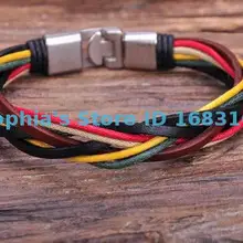 G125 металлическая застежка плетеные веревочные кожаный браслет наручная повязка наручник красивые многоцветные мужские