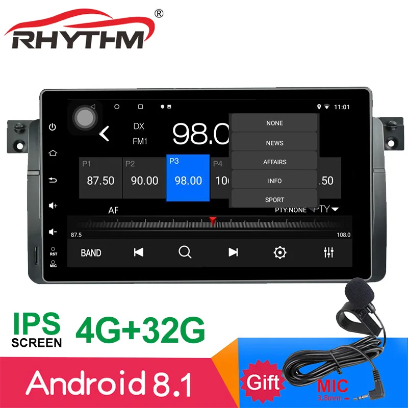

4G RAM 32G ROM Octa Core 9 IPS Screen Android 8.1 for BMW E46 1999-2004 Car Stereo GPS Bluetooth Steering Wheel Control WiFi RDS