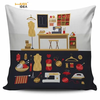 

HUGSIDEA Art Design Cushion Cover Sewing Nook/Talk to the Paw Pillow Cover Square Cozy Throw Pillowcase for Bedroom Sofa Seat