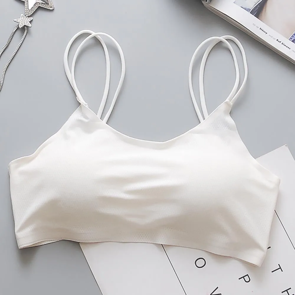 Women solid bralette crop top bra top breathable chest pad wearing chest pad wearing underwear strapless tube top #2S