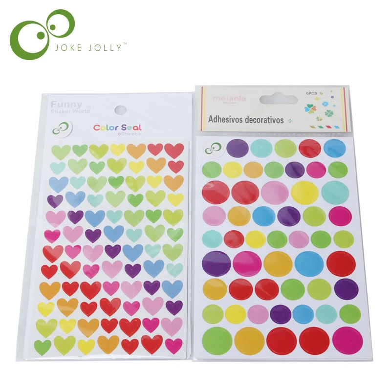 

6 Sheets Sticker Diary Planner Colorful Rainbow Heart Star Decoration Journal Scrapbook Albums Photo toys for kids GYH