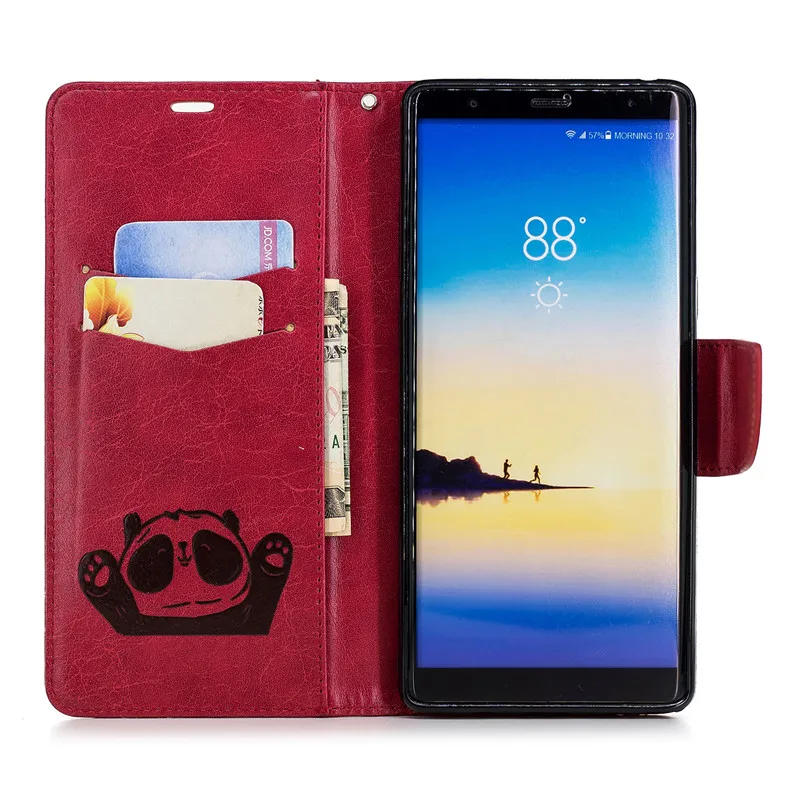 For Samsung Galaxy Note8 Note9 Case PU Leather 3D Hello Panda Embossing Stand Flip Case For Samsung Note8 Note9 Cell Phone Cover (7)