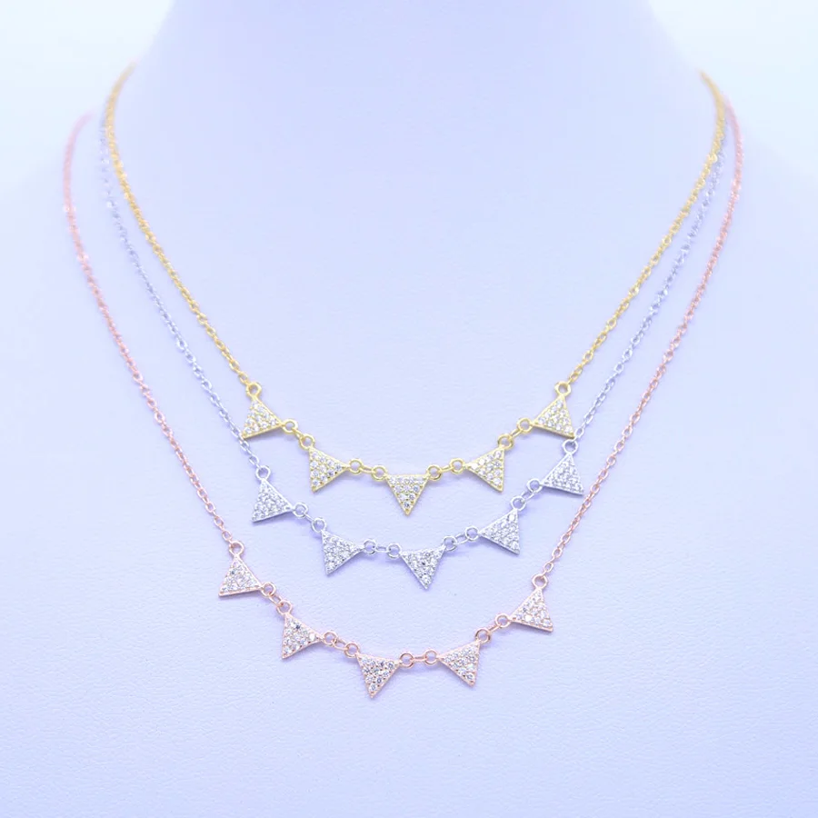 New 100 925 Sterling Silver Simple Design Geometric Triangles