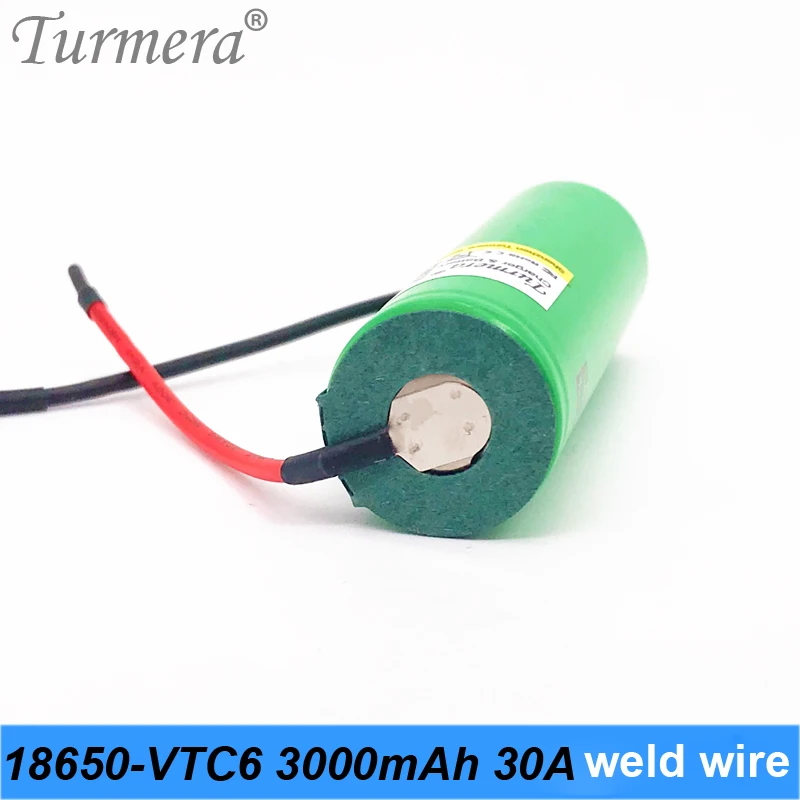 Оригинальный аккумулятор Turmera us18650vtc6 vtc6 30a 18650 3000 мАч для аккумулятора отвертки