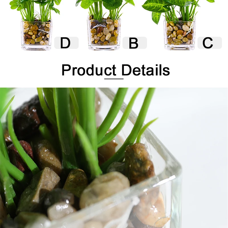 Xuanxiaotong Зеленые искусственные растения стекло бонсай моделирование Клевер Lucky трава в горшках для офиса рабочего стола домашний декор стола