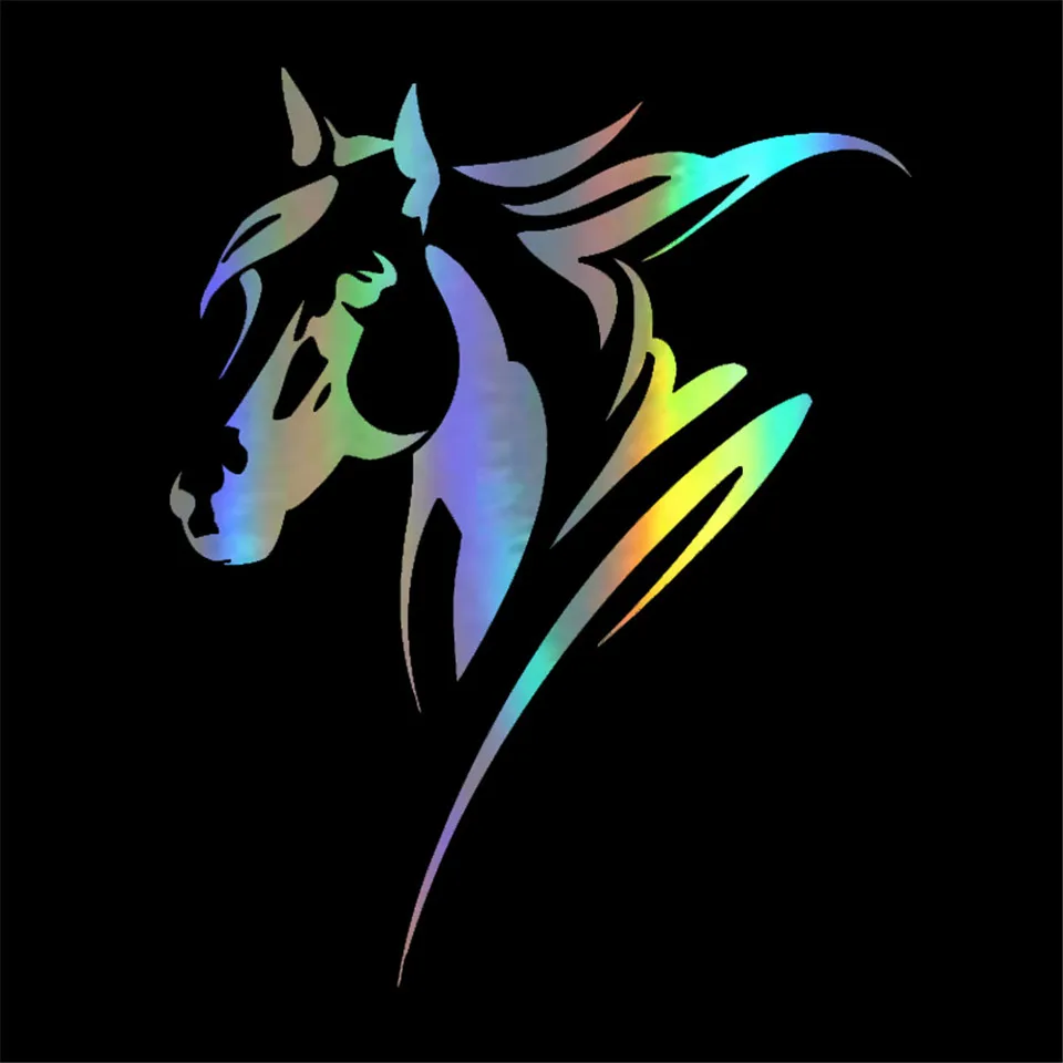 13.516.9cm Horse Animal Decor Vinyl Stickers Decals Car Styling Sticker On Car For Ford Audi BMW  Toyota VW BlackSilverLaser (3)