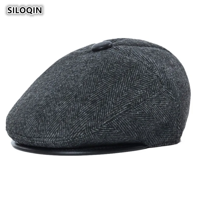 

SILOQIN Winter Middle Old Aged Men's Warm Earmuffs Berets Comfortable Breathable European American Style Tongue Hats Dad's Hat