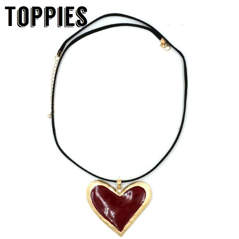 

Women Heart-shaped Pendant Necklace Statement Gold Alloy Necklaces Lady Fashion Accessories
